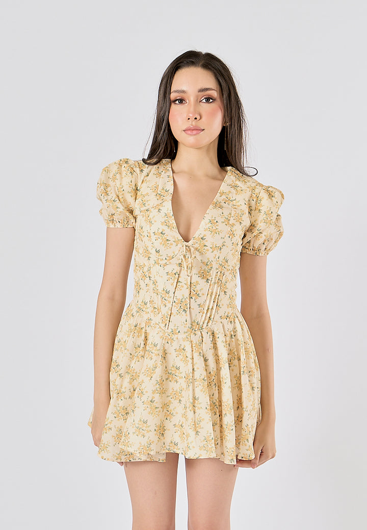 Dempsey V Neck Floral Print Mini Dress