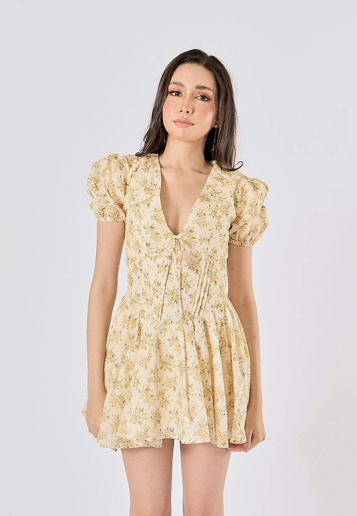 Dempsey V Neck Floral Print Mini Dress