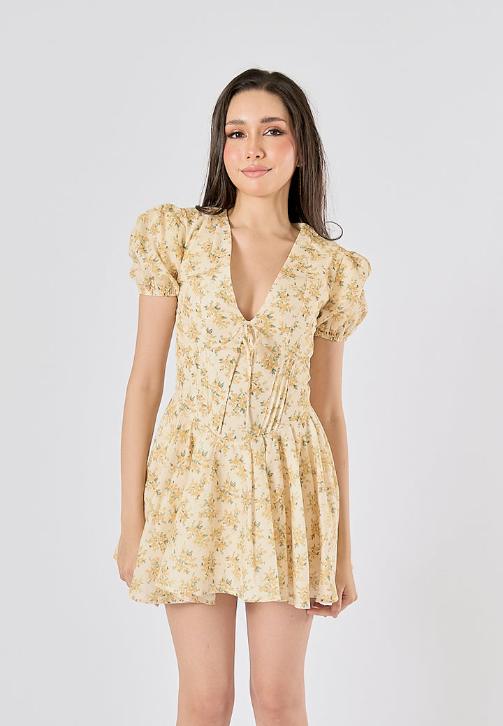 Dempsey V Neck Floral Print Mini Dress