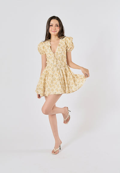 Dempsey V Neck Floral Print Mini Dress