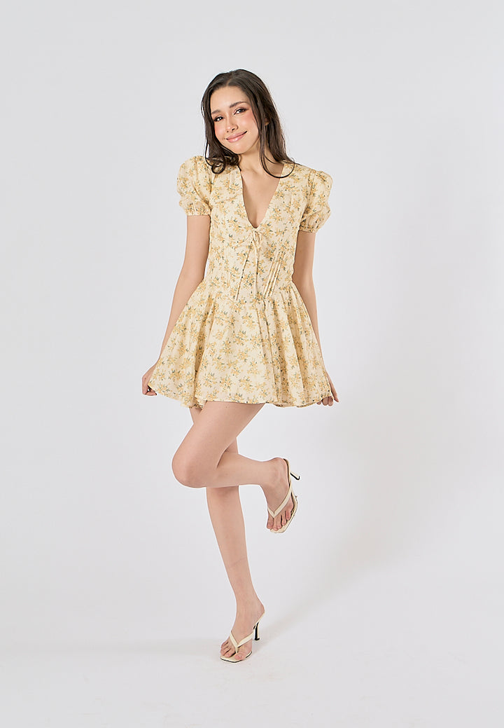 Dempsey V Neck Floral Print Mini Dress