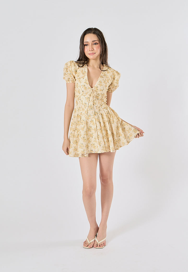 Dempsey V Neck Floral Print Mini Dress
