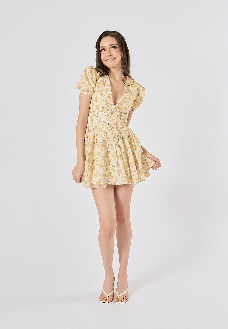 Dempsey V Neck Floral Print Mini Dress