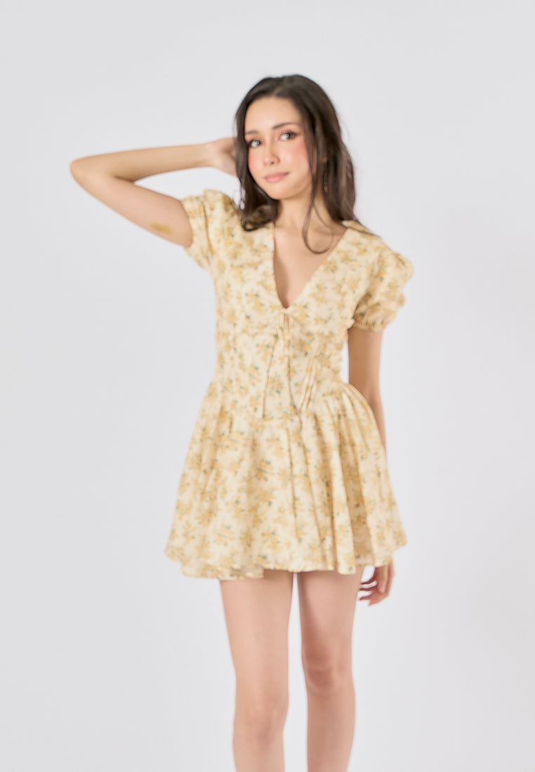 Dempsey V Neck Floral Print Mini Dress