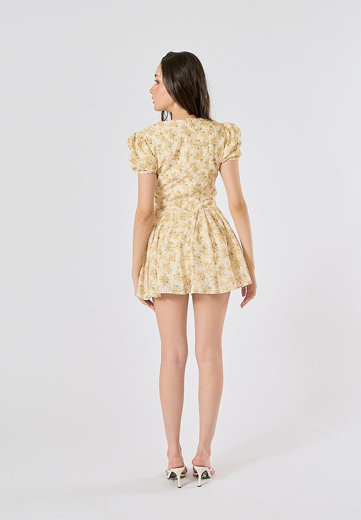 Dempsey V Neck Floral Print Mini Dress