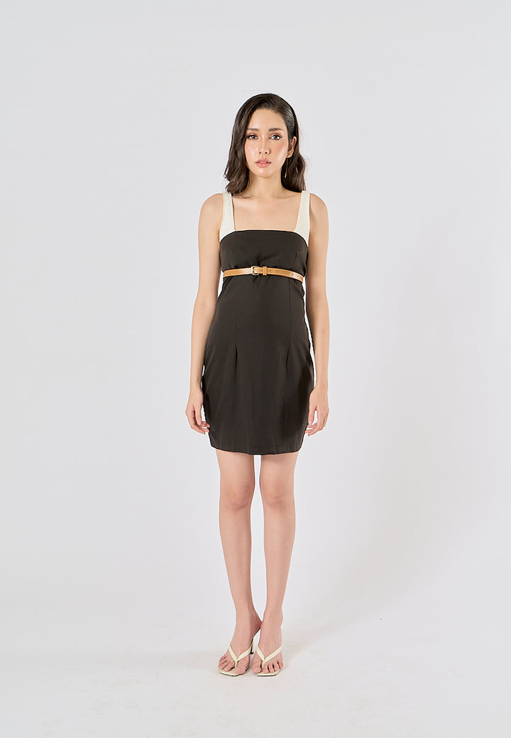 Rufina Black Sashes Bodycon Mini Dress
