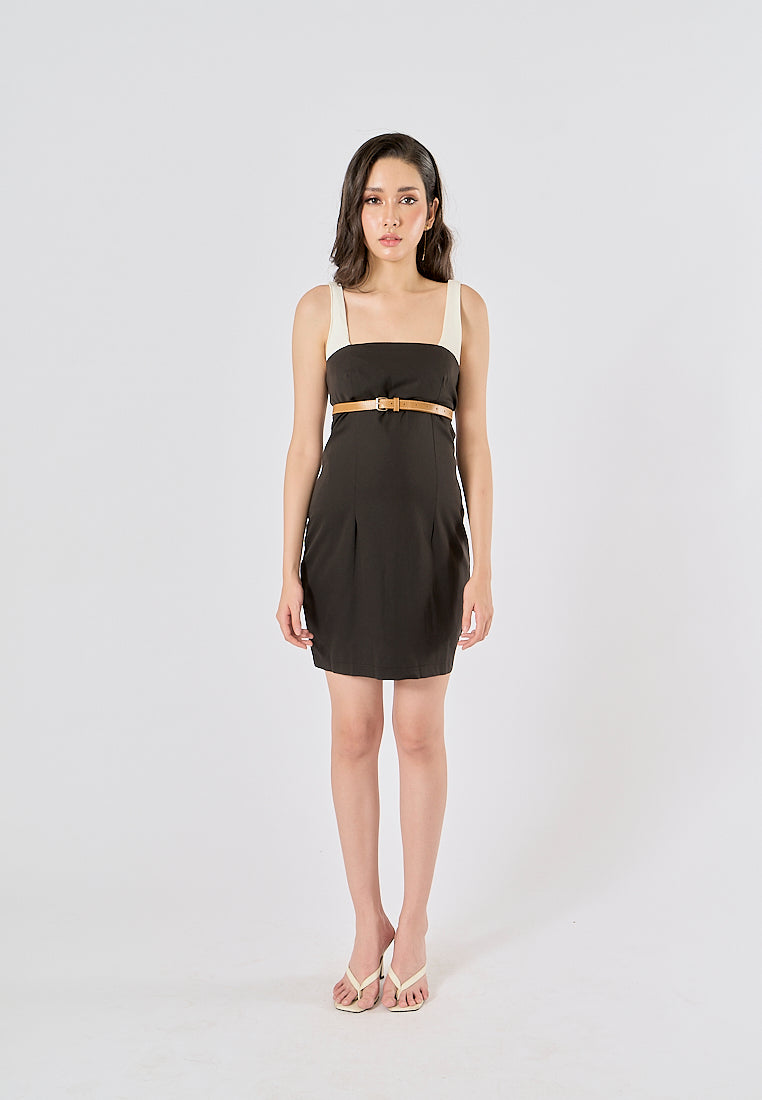 Rufina Black Sashes Bodycon Mini Dress