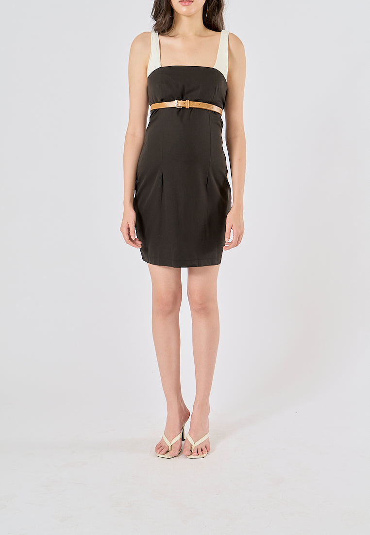 Rufina Black Sashes Bodycon Mini Dress