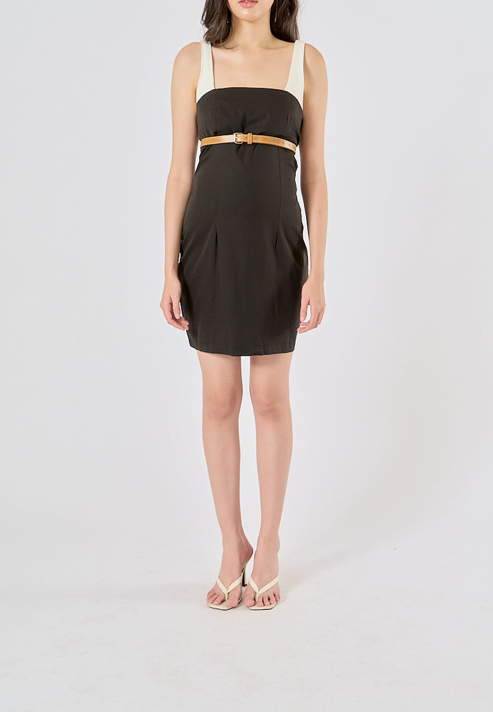 Rufina Black Sashes Bodycon Mini Dress