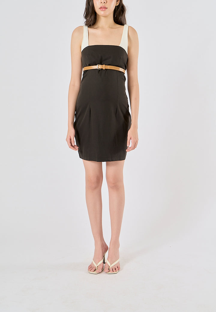 Rufina Black Sashes Bodycon Mini Dress