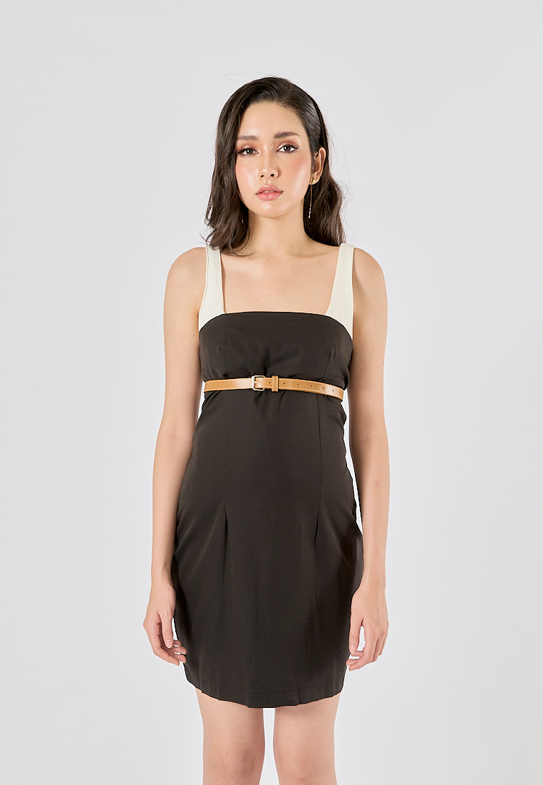 Rufina Black Sashes Bodycon Mini Dress