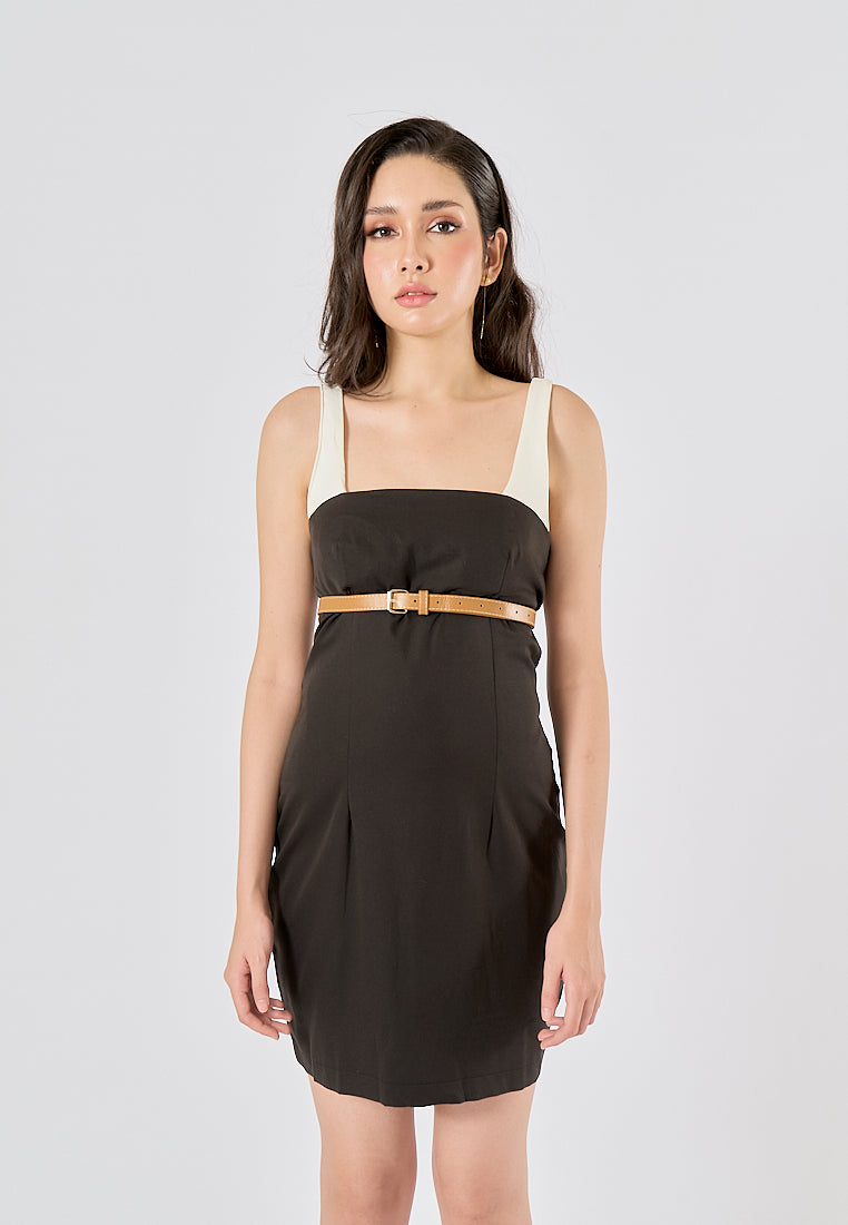 Rufina Black Sashes Bodycon Mini Dress