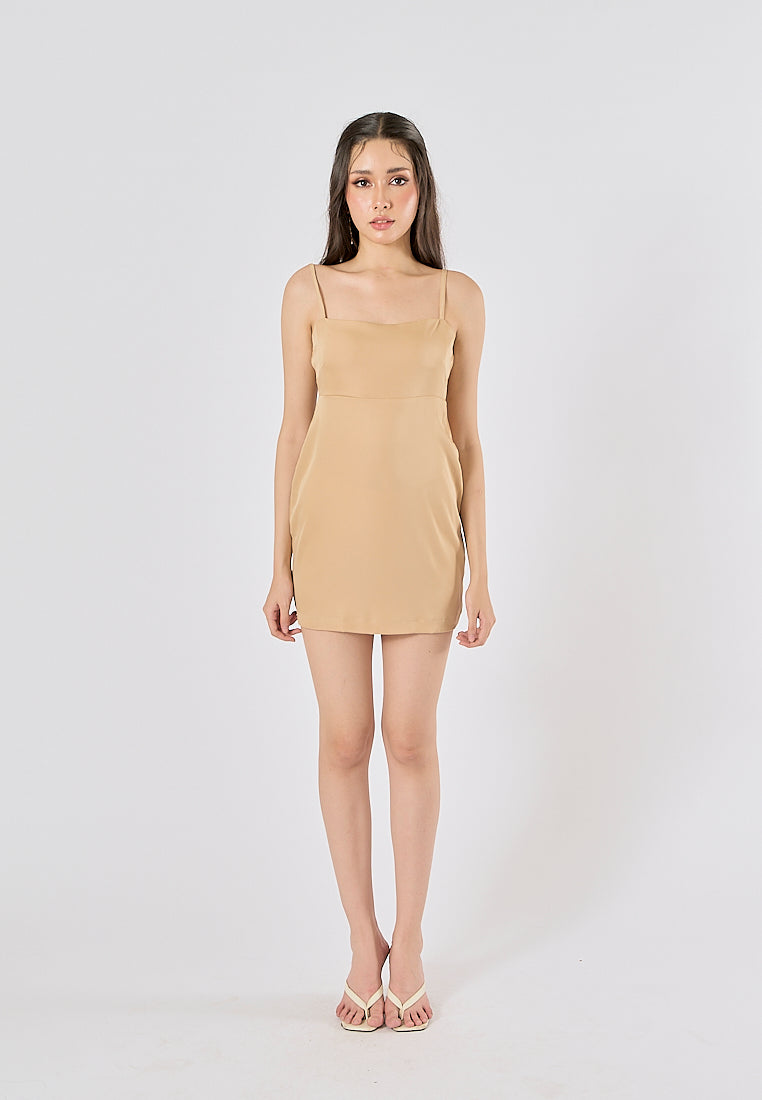 Mayari Khaki Bustier with Slit Mini dress