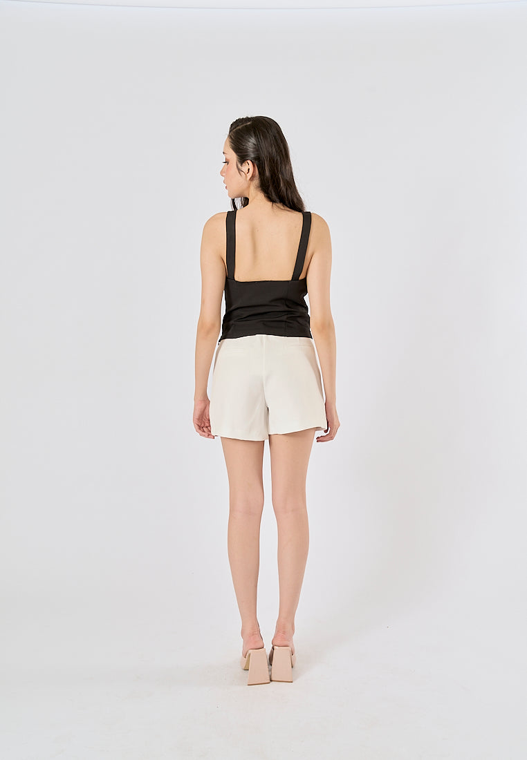 Nerys Black  Front Bow Tie W/ Beading Tank Top