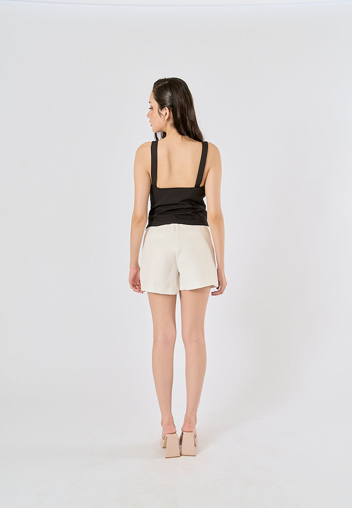 Nerys Black  Front Bow Tie W/ Beading Tank Top
