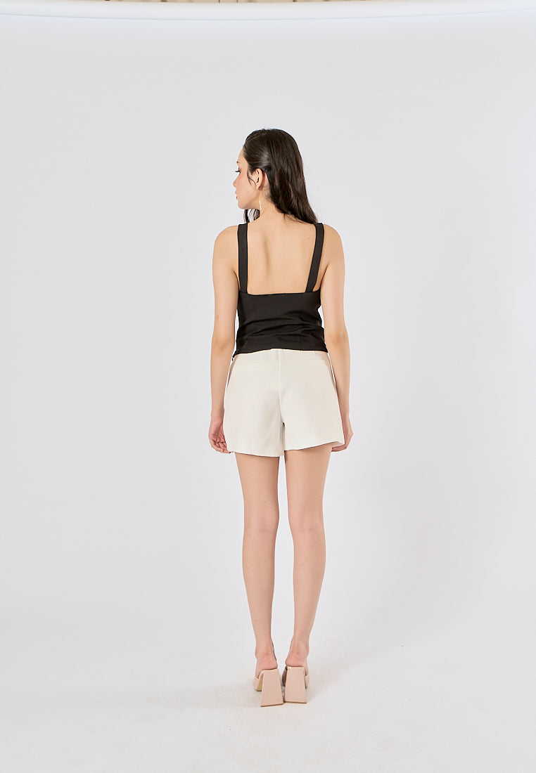 Nerys Black  Front Bow Tie W/ Beading Tank Top