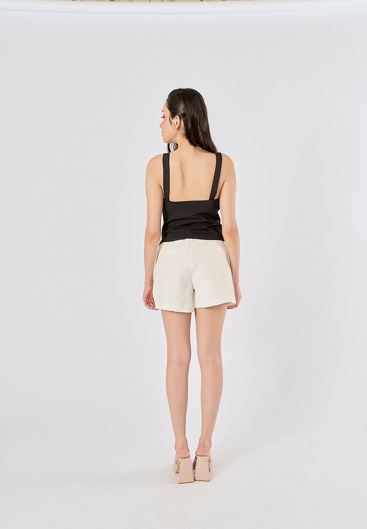 Nerys Black  Front Bow Tie W/ Beading Tank Top