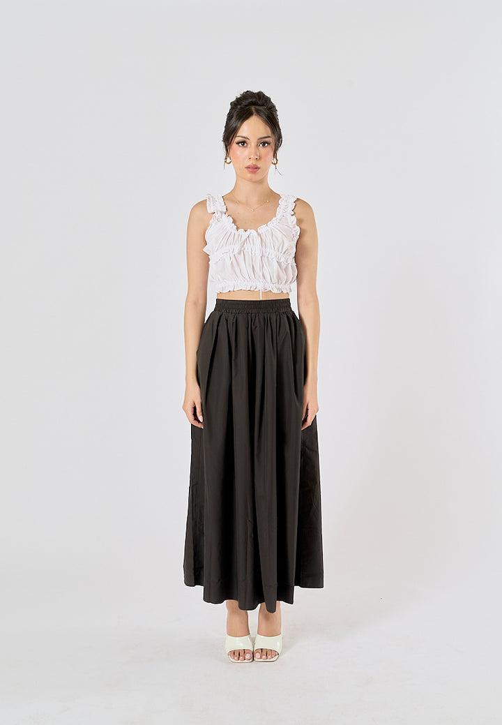 Blythe White Front lace up Thin strap pleated Tank Top