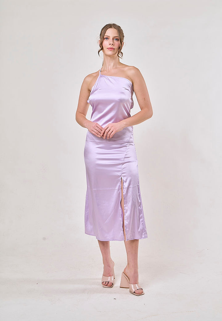 Sequoia Lilac Asymmetrical Shoulder with Slit Maxi Dress