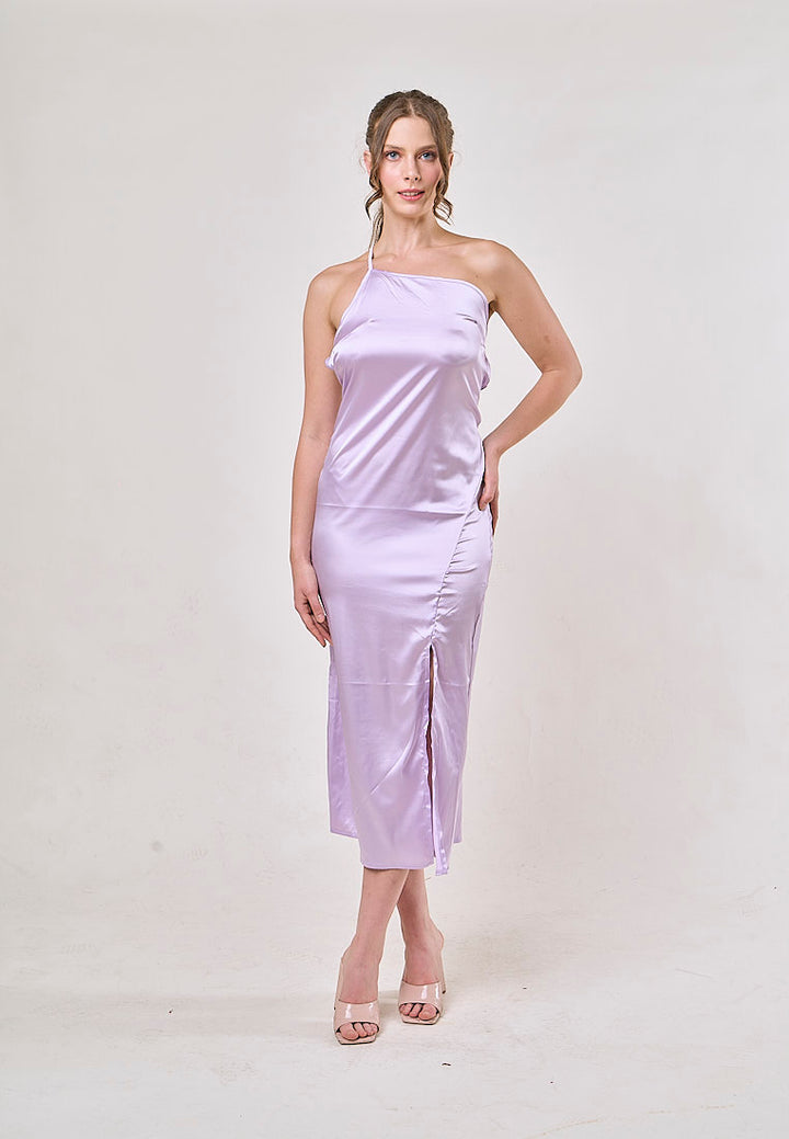 Sequoia Lilac Asymmetrical Shoulder with Slit Maxi Dress