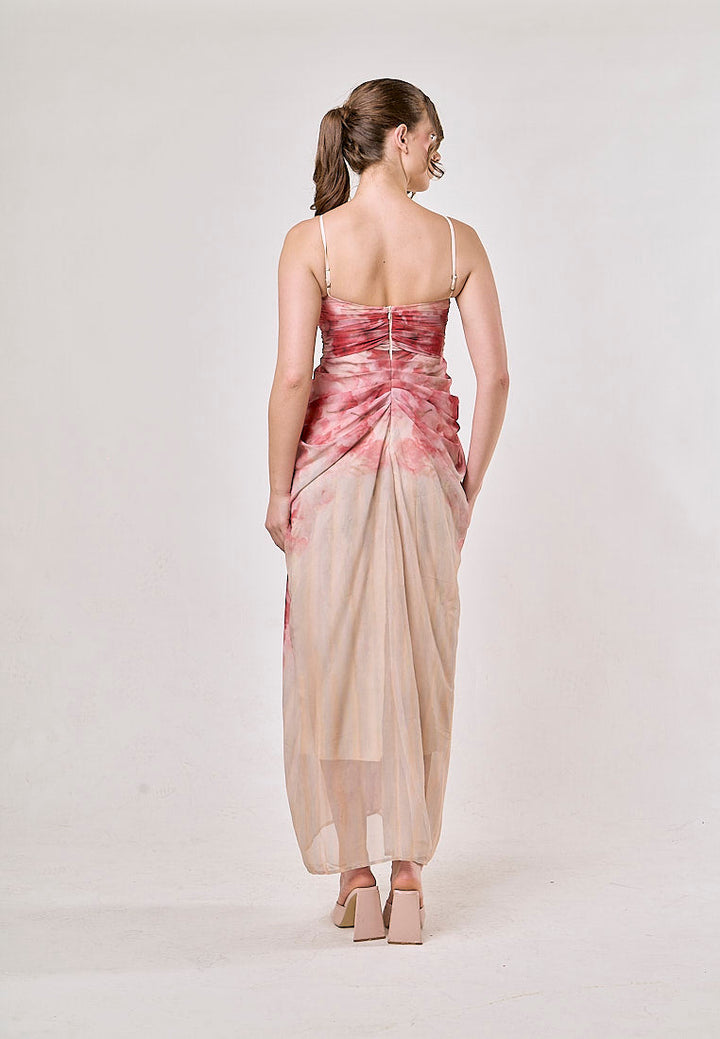 Nyx Red Sleeveless Vintage Floral Print Maxi Dress