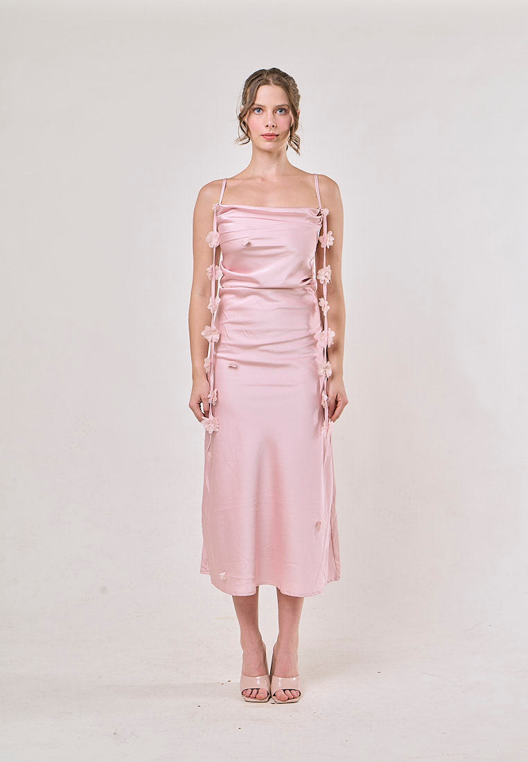 Sunday Pastel Pink Sleeveless With Swinging Collar Midi Dress