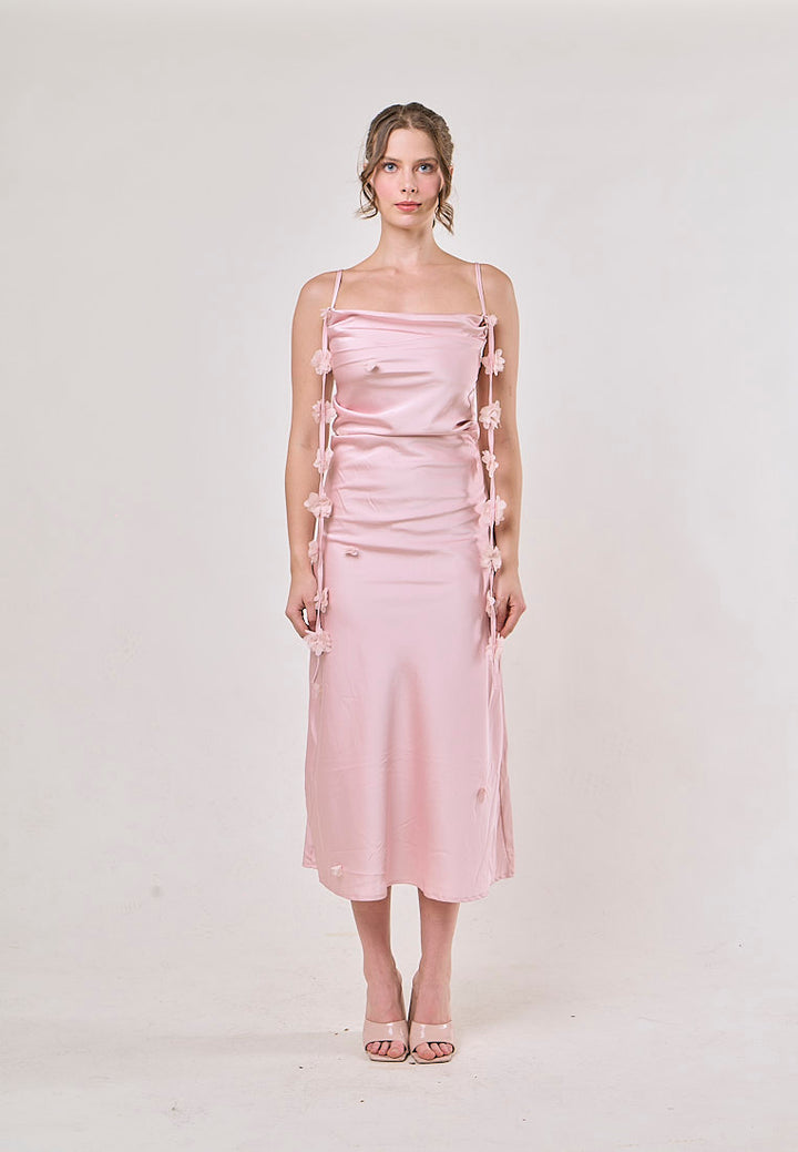 Sunday Pastel Pink Sleeveless With Swinging Collar Midi Dress