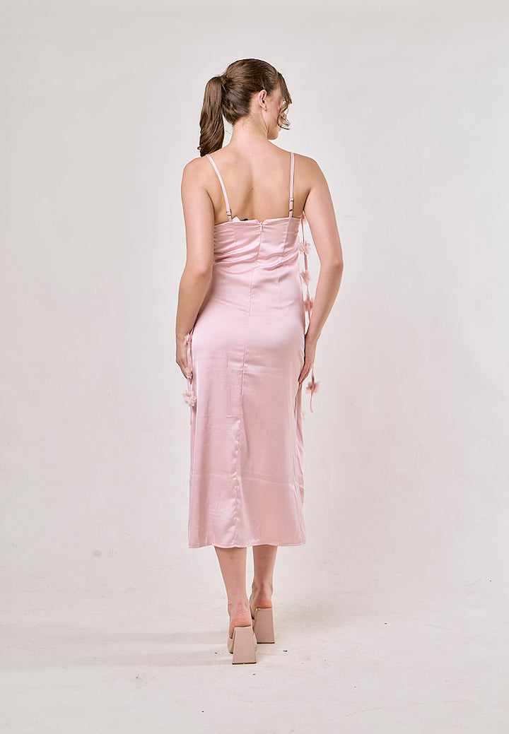 Sunday Pastel Pink Sleeveless With Swinging Collar Midi Dress