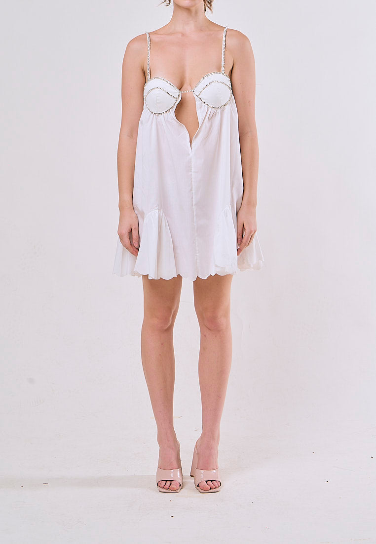 Jesse White Sleeveless Chain Pleated Mini Dress