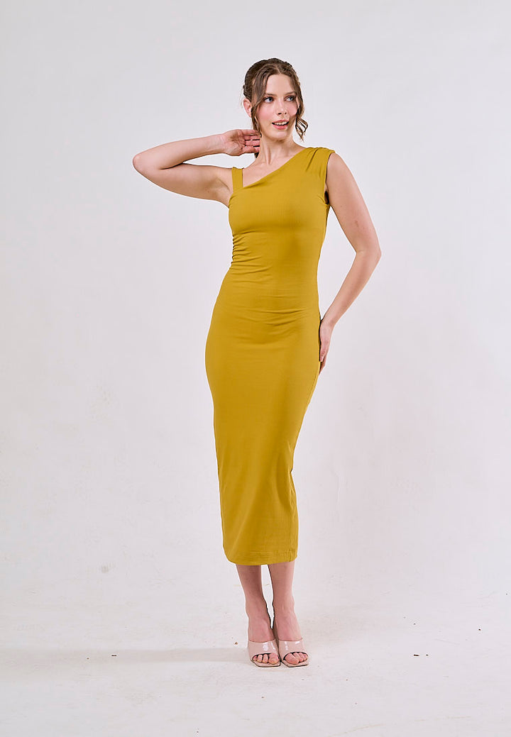 Khaleesi Yellow Mustard  Asymmetrical  Sleeveless Maxi Dress