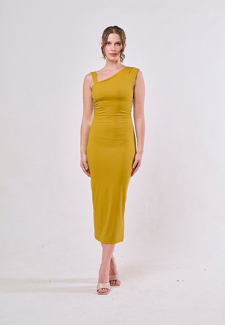 Khaleesi Yellow Mustard  Asymmetrical  Sleeveless Maxi Dress