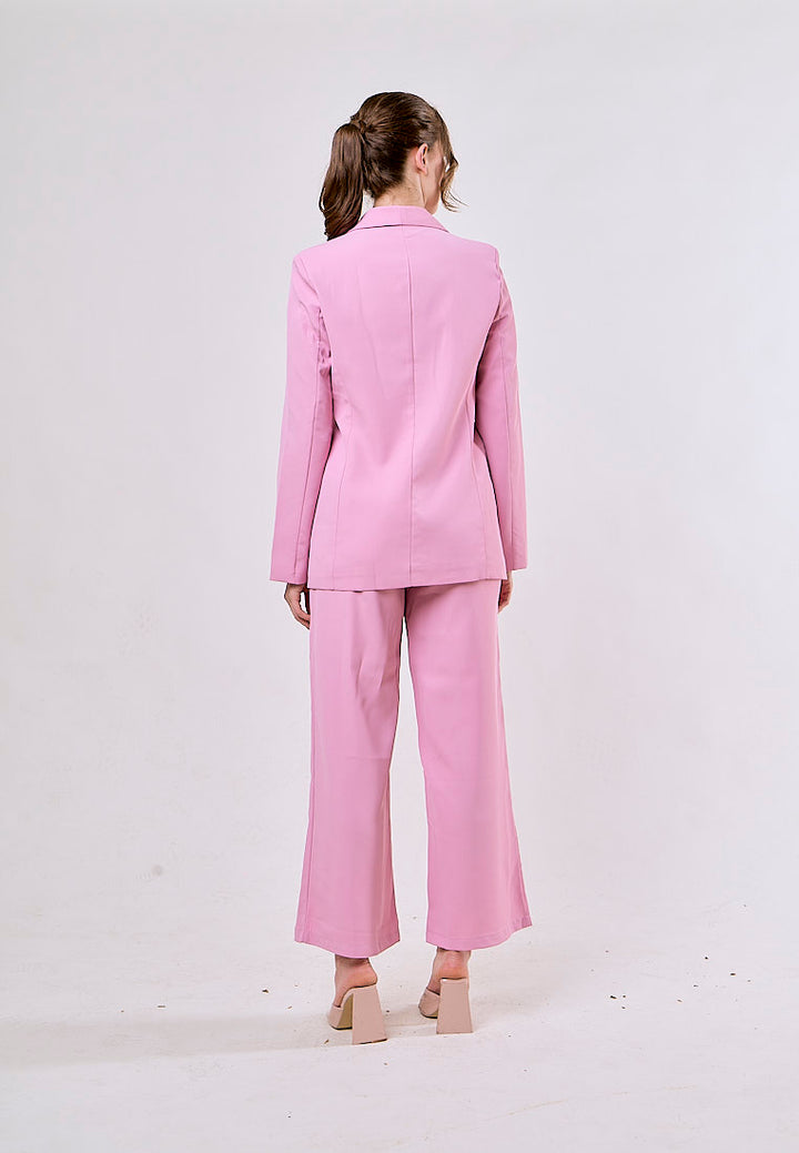Angus Pink Notched Collar Single Button Blazer and Pants Set