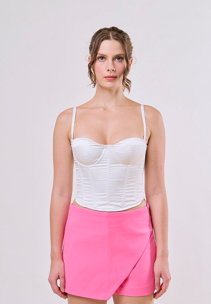 Flynn Pink Front Overlap Side Zipper Casual Mini Skorts