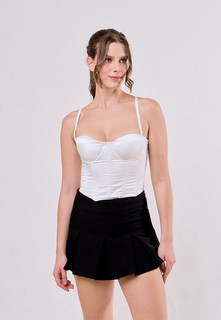 Eileen Black Pleated Zipper Fly Casual Pleated Skort