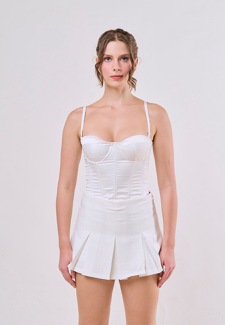 Eileen White Pleated Zipper Fly Casual Pleated Skort