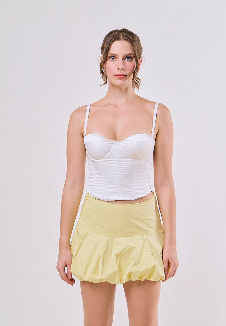 Karter Yellow Zipper Fly Pleated Casual Mini Skirt