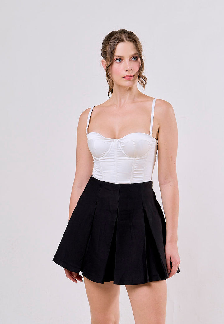 Meilani Black Zipper Fly  Casual Short Mini Skirt