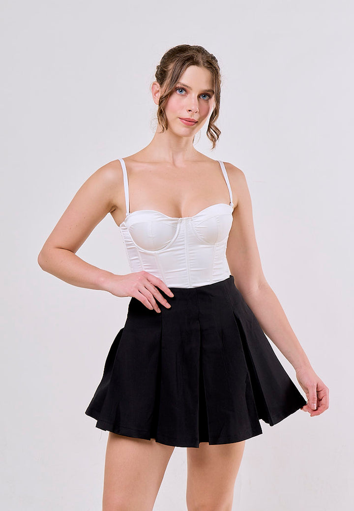 Meilani Black Zipper Fly  Casual Short Mini Skirt