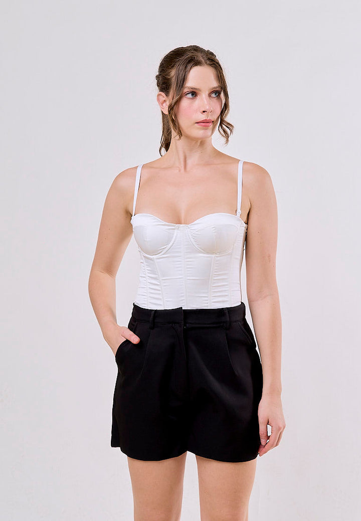 Jazlyn Black Zipper Fly  Side Pockets and Belt Hoops Short