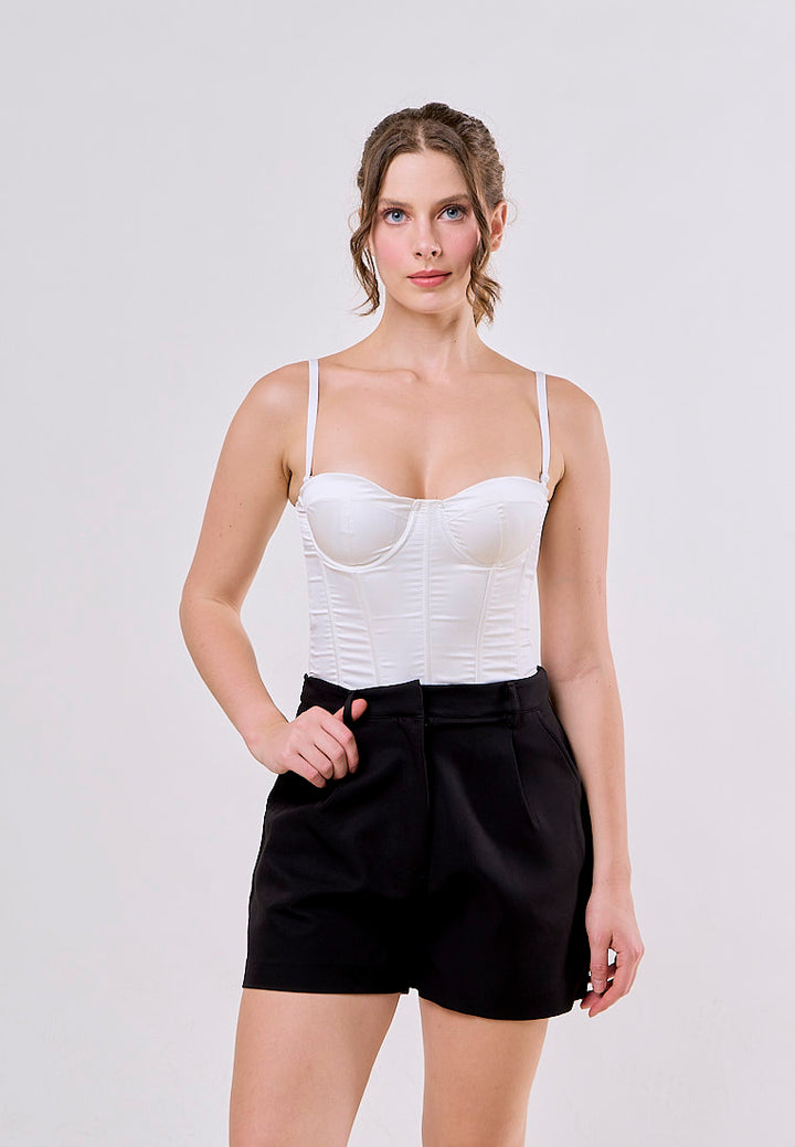 Jazlyn Black Zipper Fly  Side Pockets and Belt Hoops Short