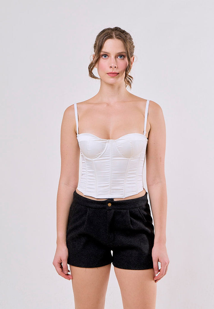 Cressida Dark Gray High Waist  Thick Woolen Split Wide Leg Shorts