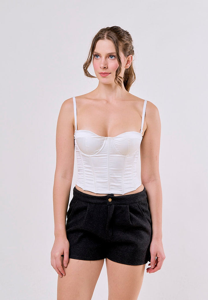 Cressida Dark Gray High Waist  Thick Woolen Split Wide Leg Shorts