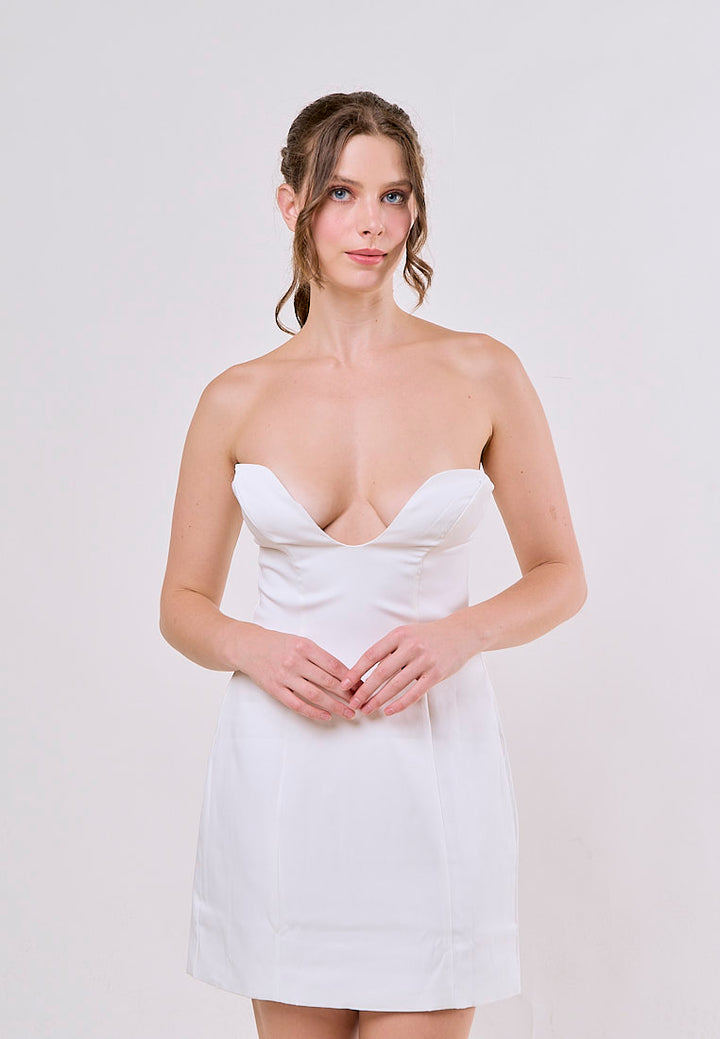 Sariah White V-Neck Mini Dress Vintage Sleeveless Mini Dress