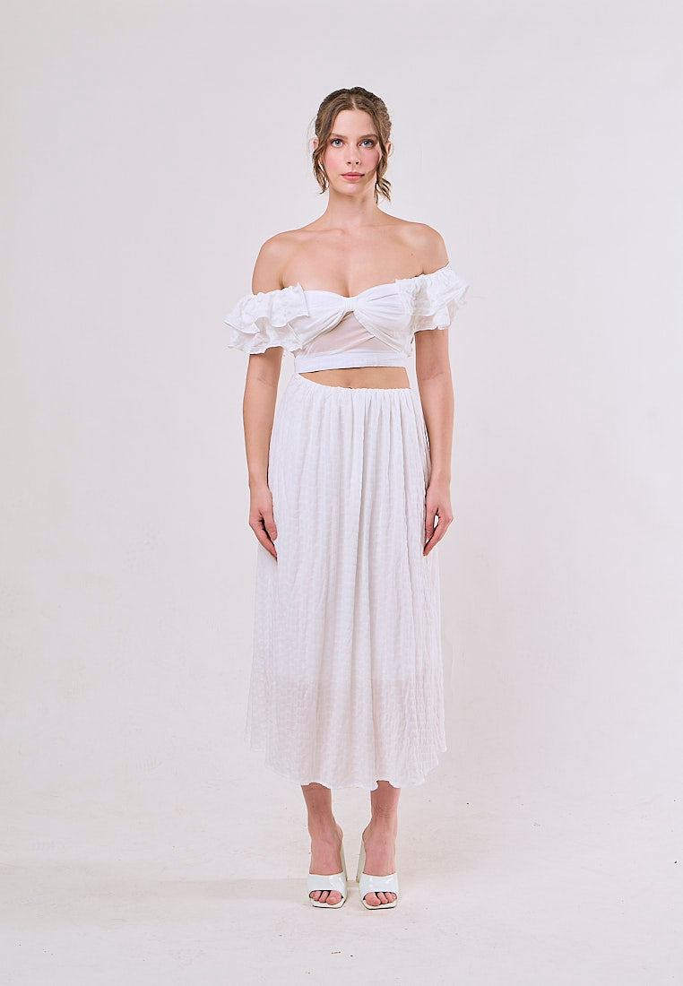 Amiya White Fairycore  Empire Hollow Out Lace Midi Dress