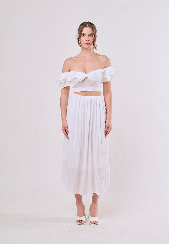 Amiya White Fairycore  Empire Hollow Out Lace Midi Dress
