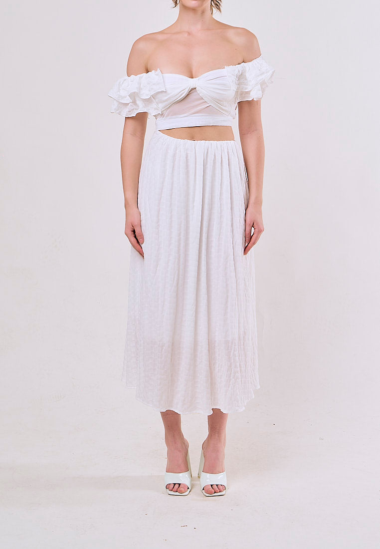 Amiya White Fairycore  Empire Hollow Out Lace Midi Dress