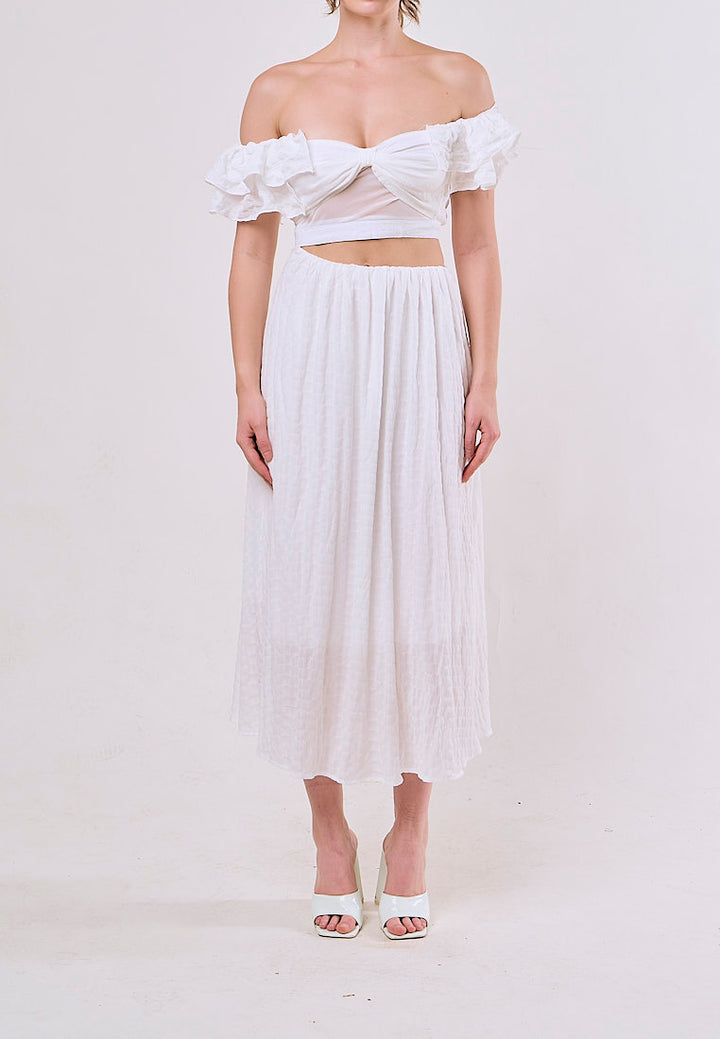 Amiya White Fairycore  Empire Hollow Out Lace Midi Dress