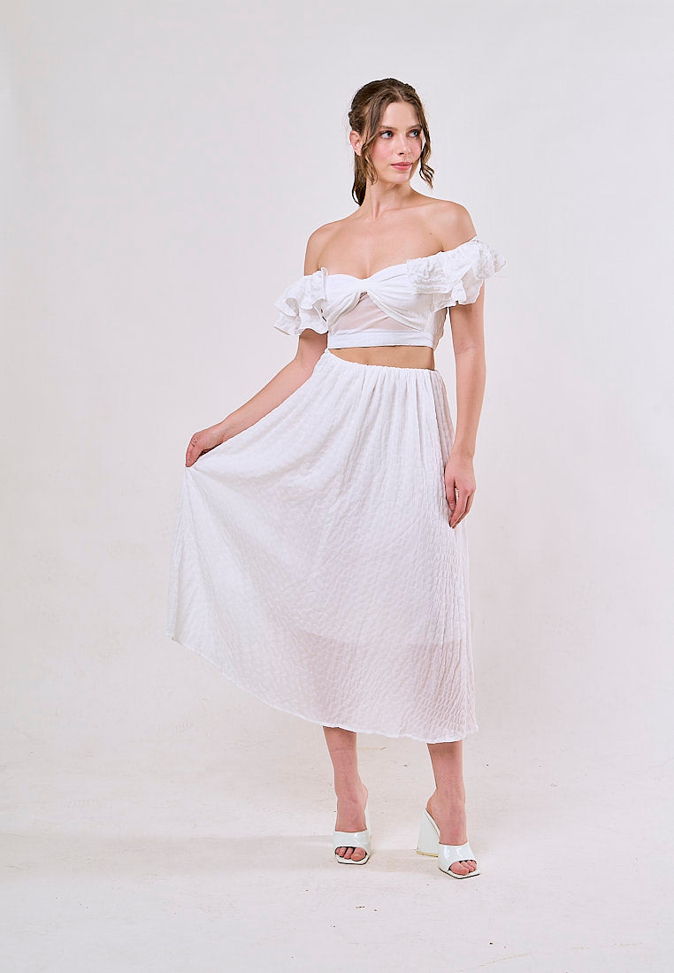 Amiya White Fairycore  Empire Hollow Out Lace Midi Dress