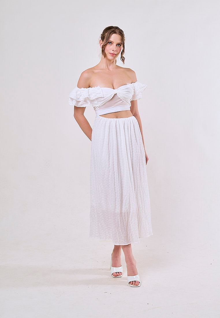 Amiya White Fairycore  Empire Hollow Out Lace Midi Dress