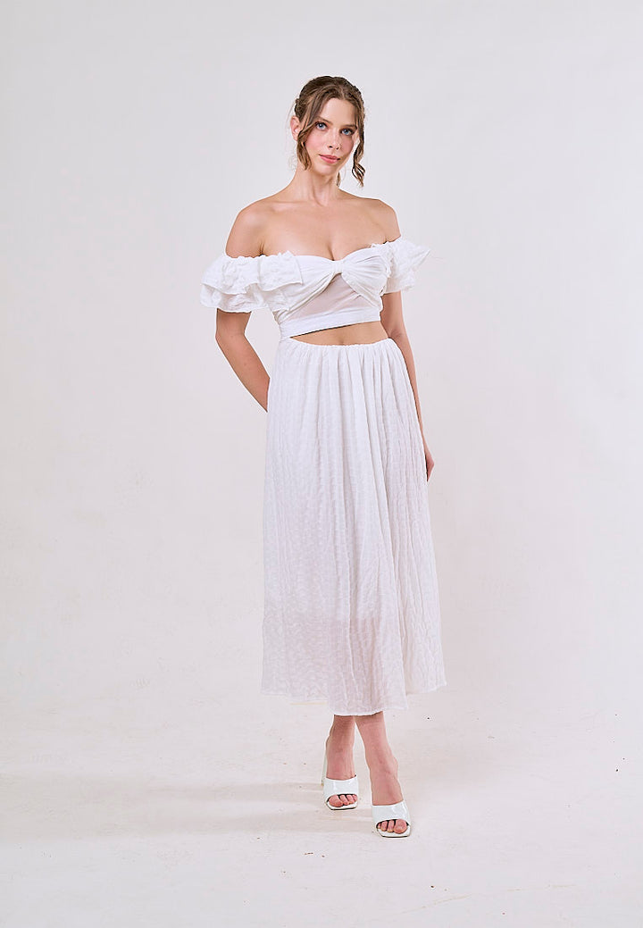 Amiya White Fairycore  Empire Hollow Out Lace Midi Dress